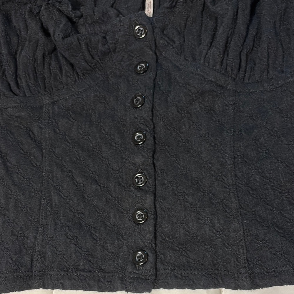 Free People Ladybug Long Sleeve Black Button Down Top - Picture 5 of 16